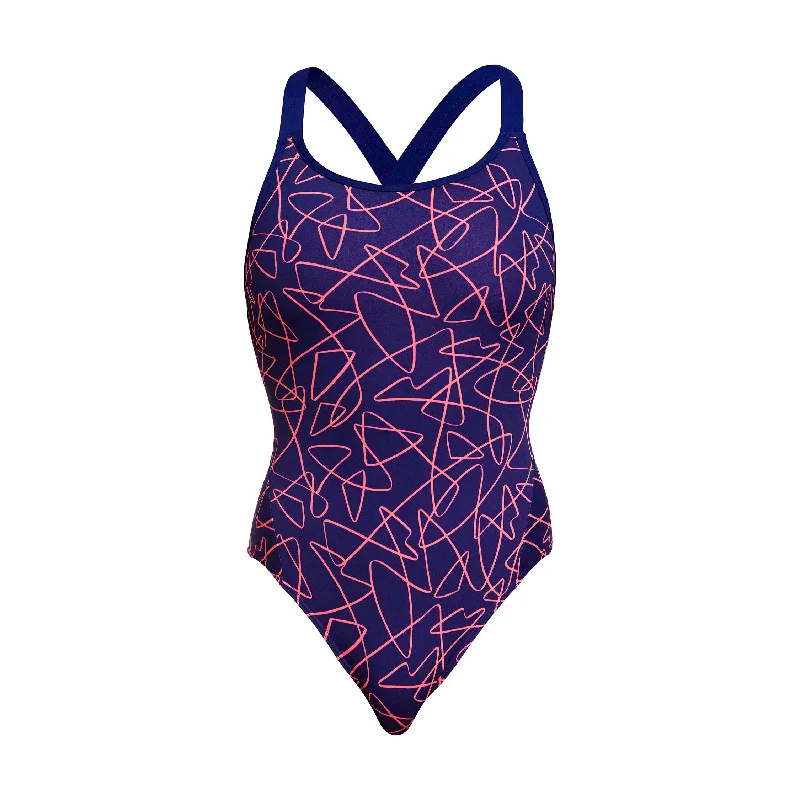 Swimwear with open weave-Serial Texter | Ladies Eclipse One Piece