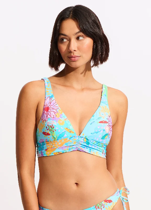 Swimwear with dry-clean-only-Under The Sea Triangle Bikini Top - Blue Mist