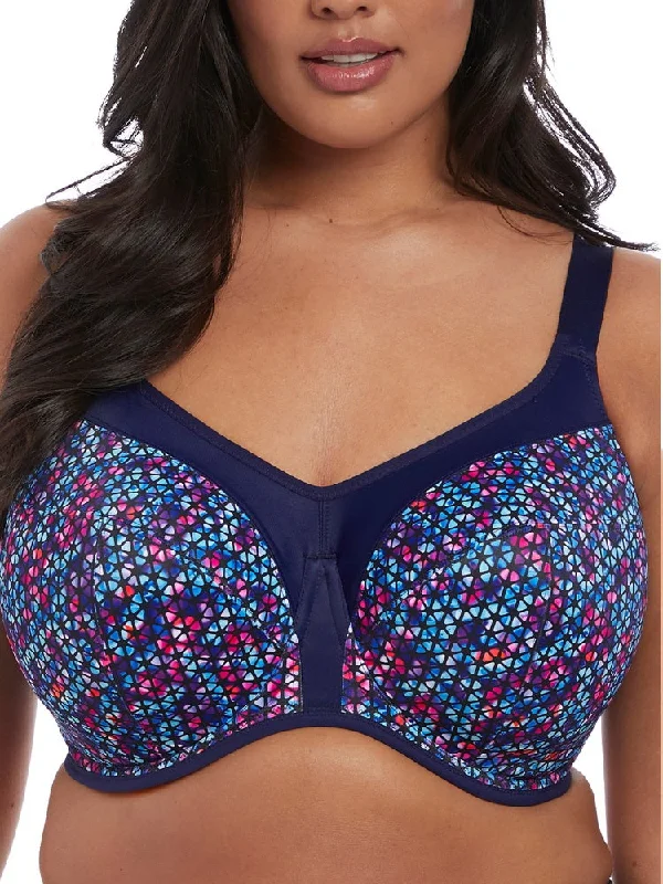 Sports bra with open shape -Energise Sports Bra - Navy Geo