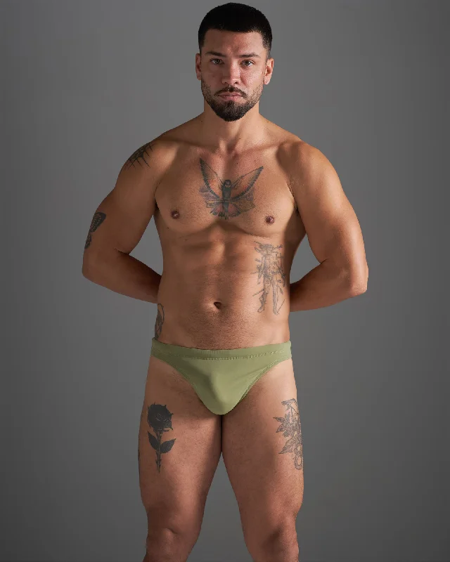 Swimwear with eco-friendly fabric-TEAMM8 Standard Swim Thong - Army