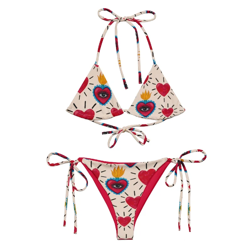 Swimwear with anti-static-♻️ Hearts recycled string bikini