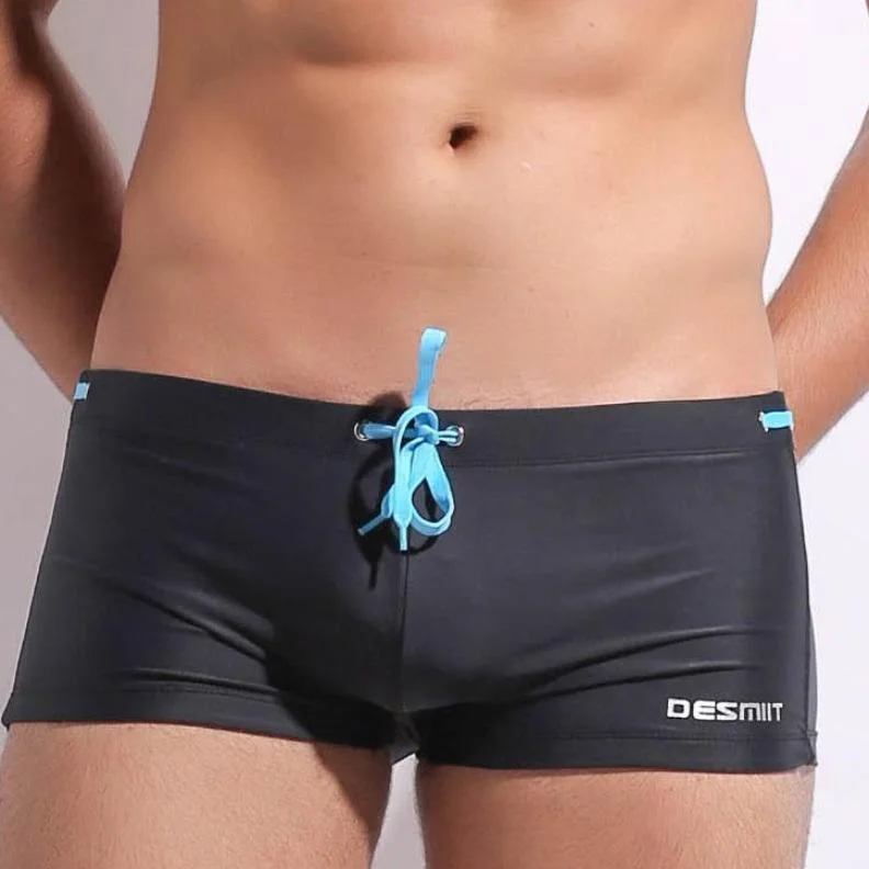 Swimwear for surfing-Desmiit Color Tie Square Cut Swim Trunks