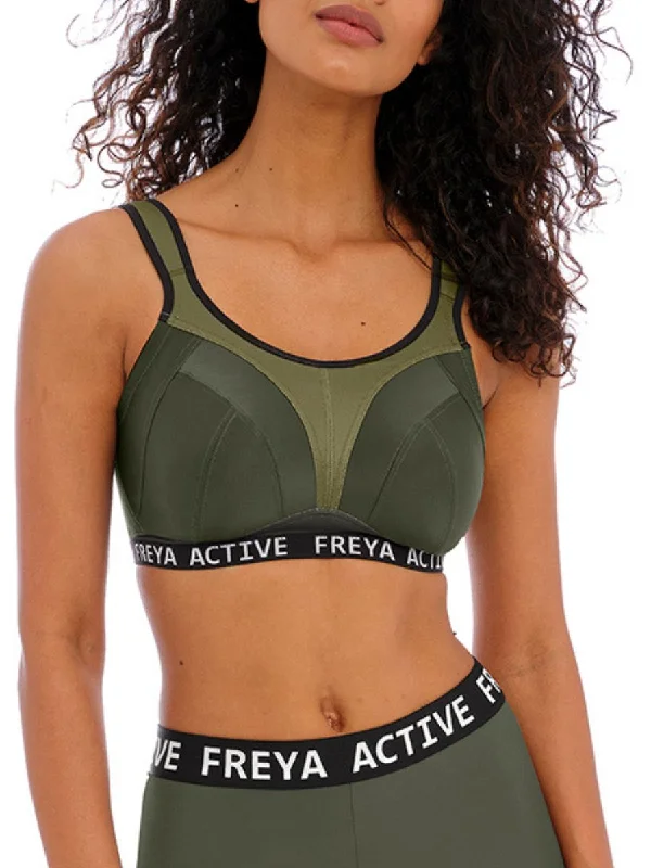 Sports bra with braid shape -Dynamic Non-Wired Sports Bra - Khaki