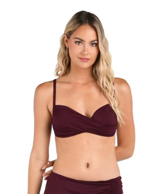 Sports bra with burst dashes -LA BLANCA ISLAND GODDESS WRAP BRA TOP