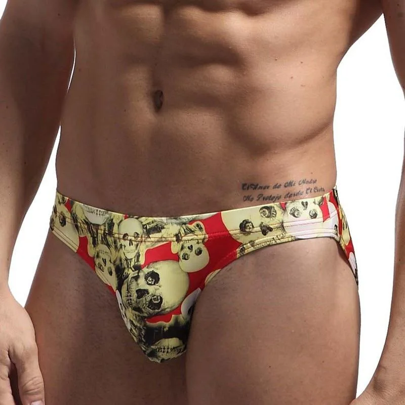 Swimwear with tie-front-Skull Skinny Swim Briefs