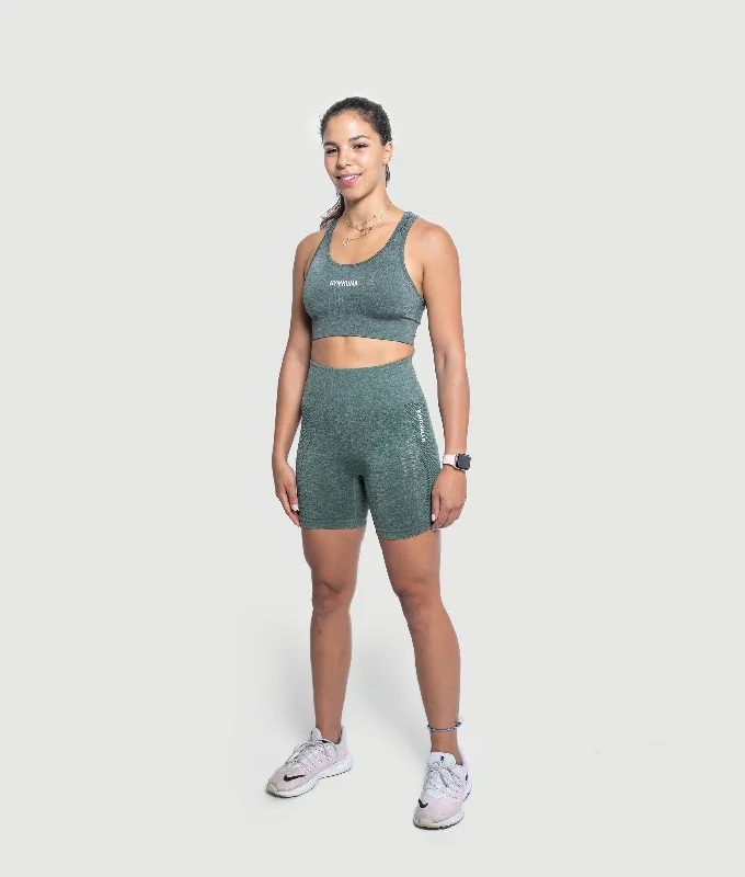 Sports bra with braid shape -Rise Bra - Green Forest