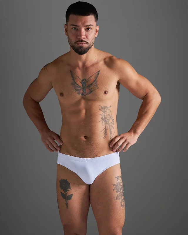 Swimwear with coarse weave-TEAMM8 Standard Swim Brief - White