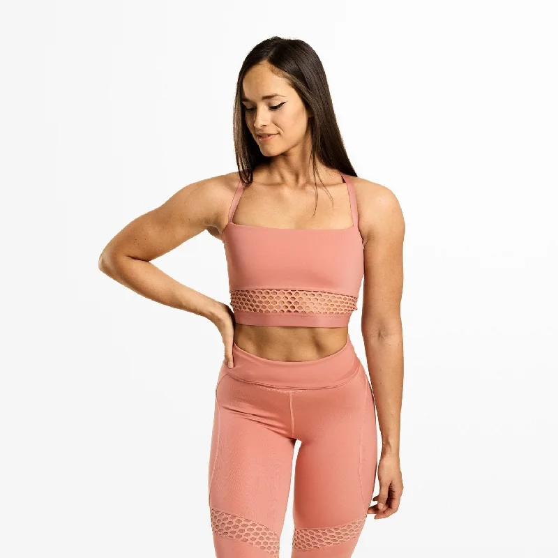 Sports bra with vibe design -Better Bodies Waverly Mesh Bra - Rose Dawn