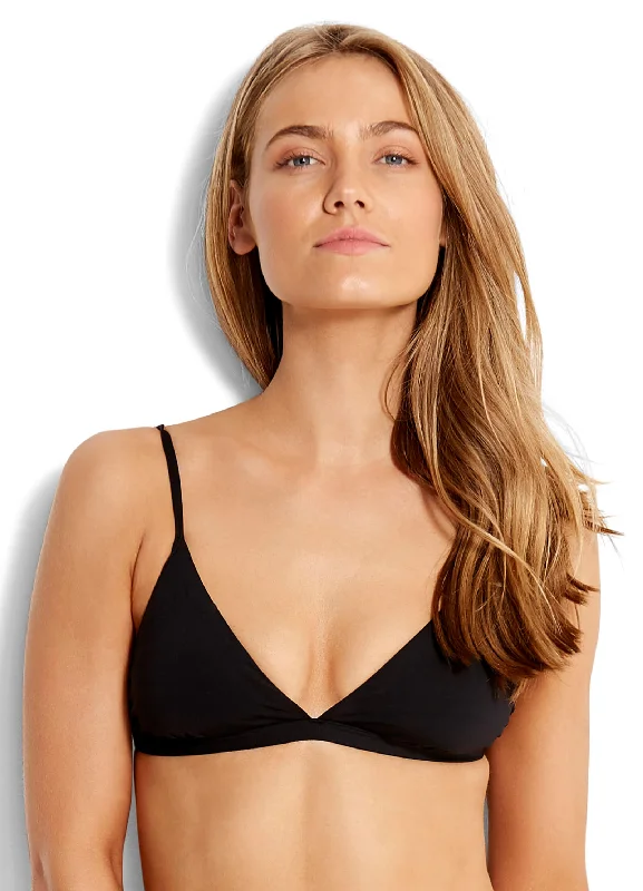 Sports bra with tide fit -Active Fixed Tri Bra Bikini Top - Black