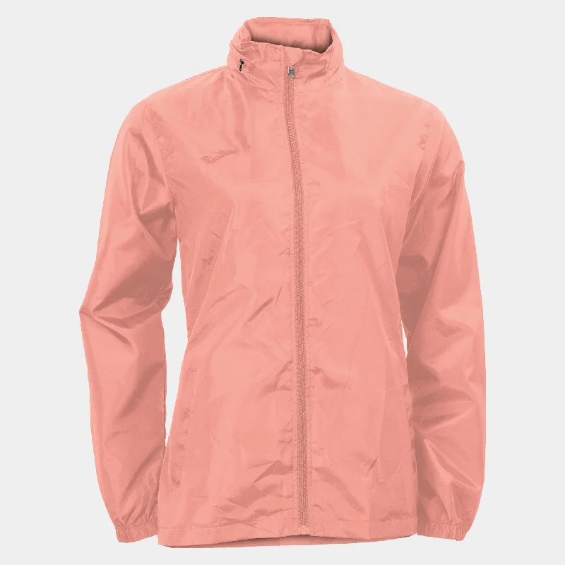 Sports Jacket with contrast stitching-Joma Galia Ladies Rain Jacket (Salmon Fluor)