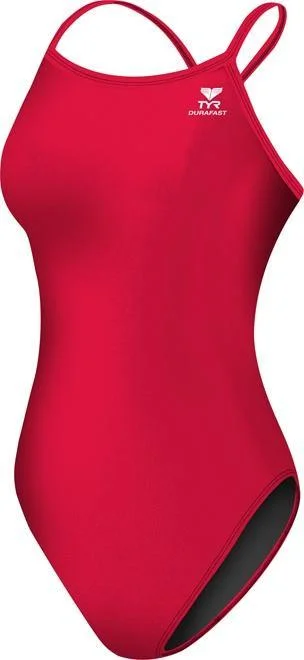 Swimwear one piece-TYR Female Durafast One Solid Red Diamondfit Swimsuit