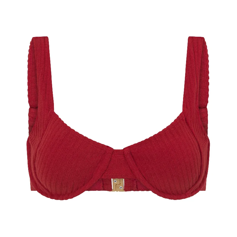 Sports bra with fast dashes -Ribbed Towelling Balconette Bra | Merlot