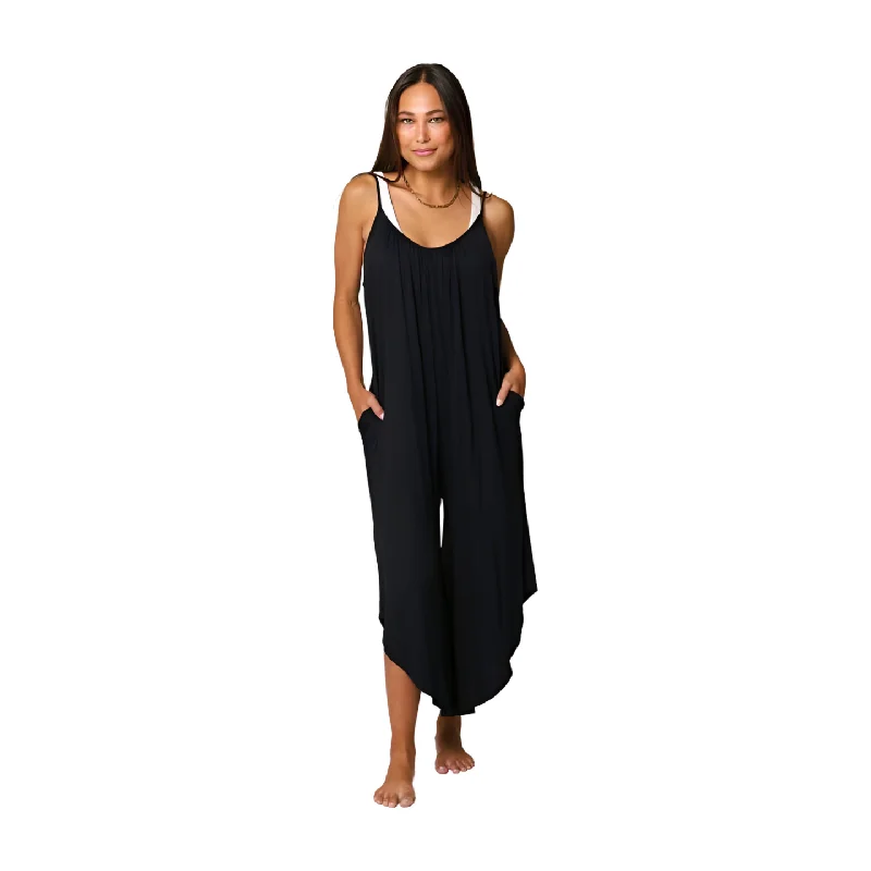 Swimwear low rise-J. Valdi Kira Slub Black Flowy Jumper Cover Up