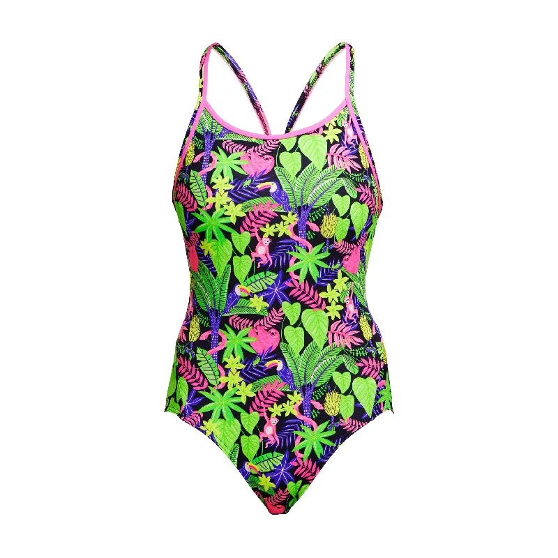 Swimwear with straight straps-Sloth Slumber | Ladies Diamond Back One Piece