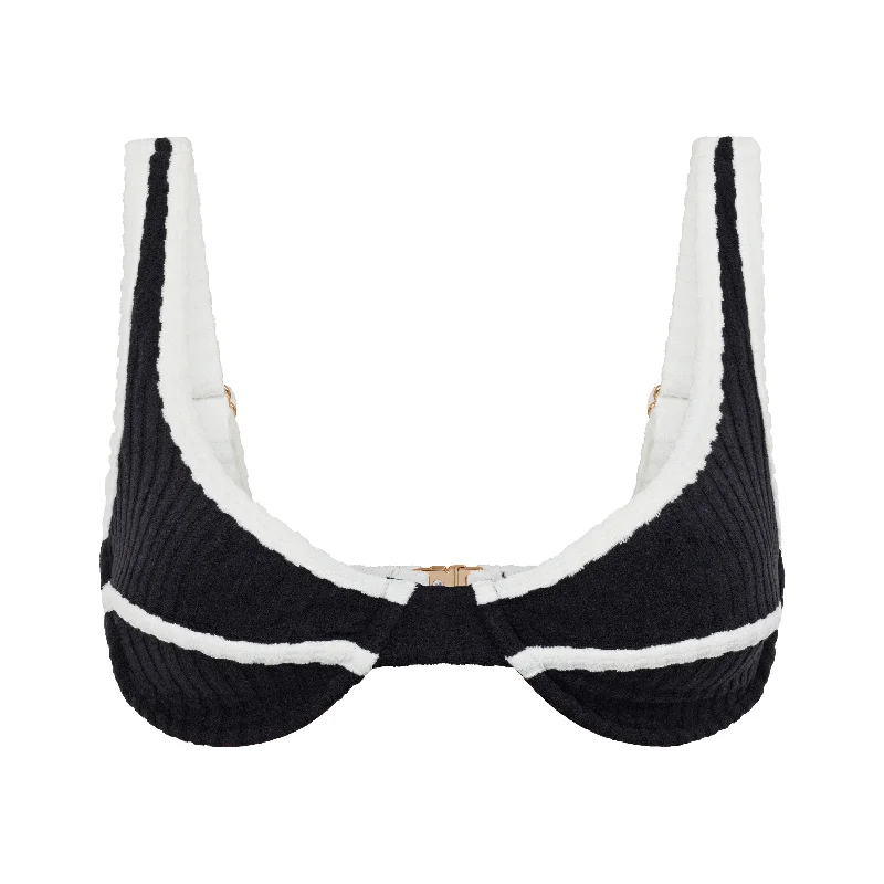 Sports bra with lace accents -Ribbed Towelling Balconette Bra | Contrast