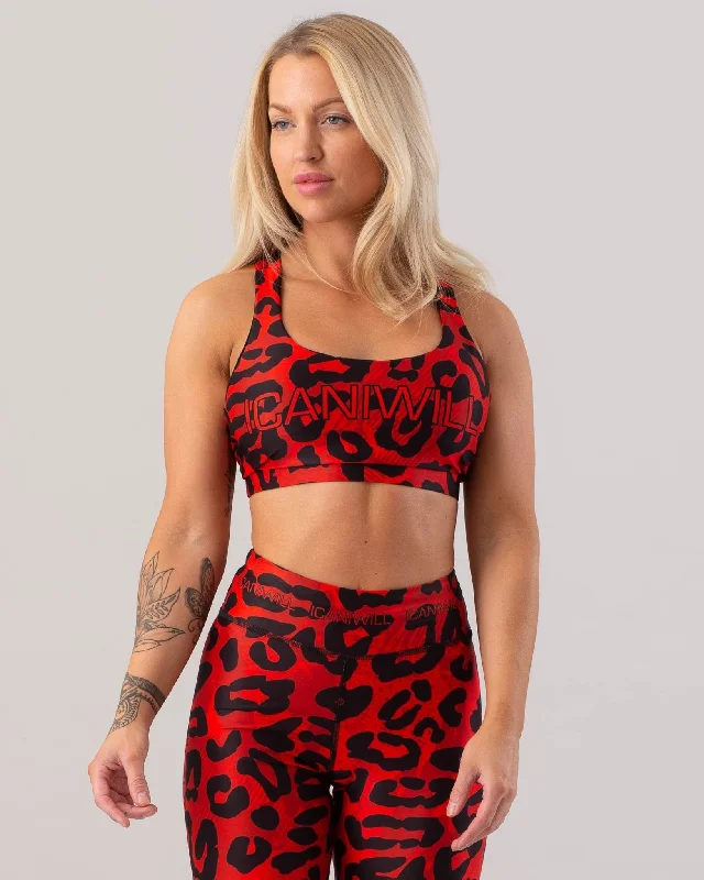 Sports bra with wide shape -ICIW Animal Sports Bra - Red