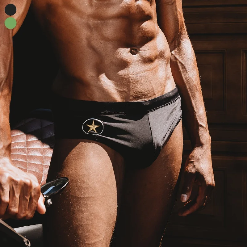 Swimwear with mid-rise-Military Star Swim Briefs