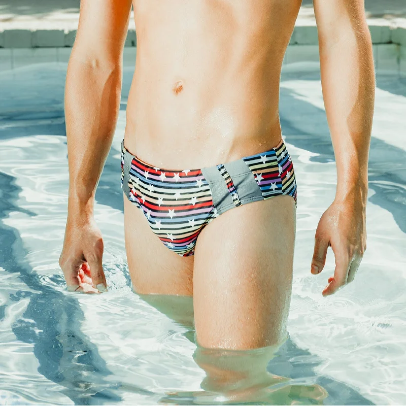 Swimwear with double-sided-Silver Stud Rainbow Swim Briefs