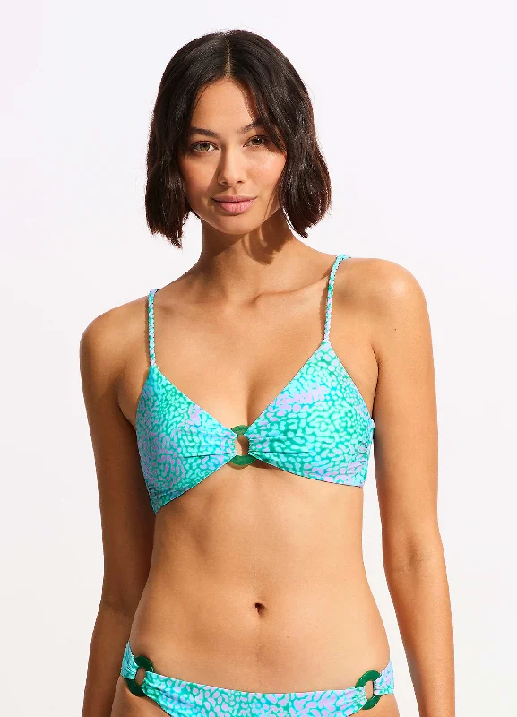 Sports bra for city sprints -Sea Skin Ring Front Bralette Bikini Top - Vivid Green