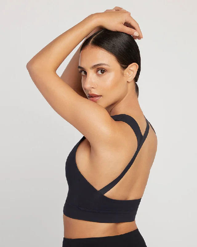 Sports top with SPF fabric -Audrey Crop - Black