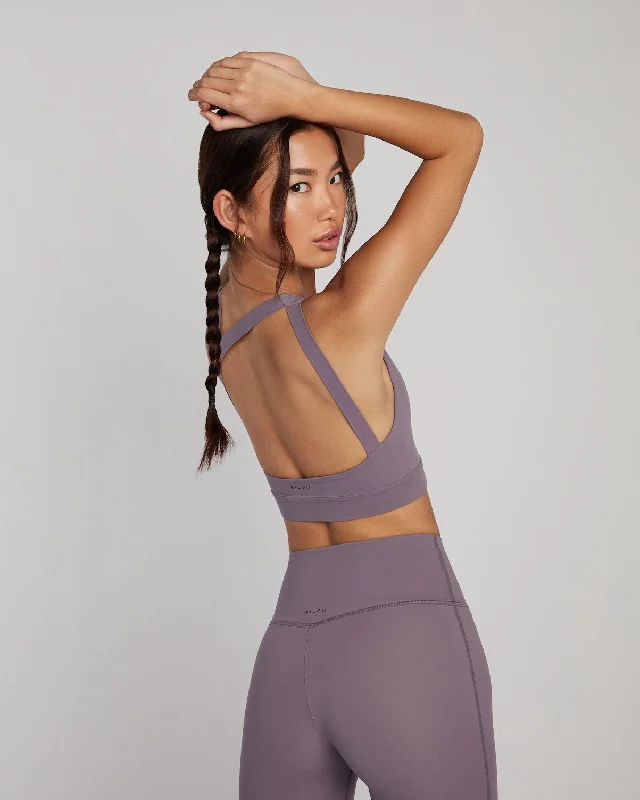 Plum sports top with perforations -Audrey Crop - Haze