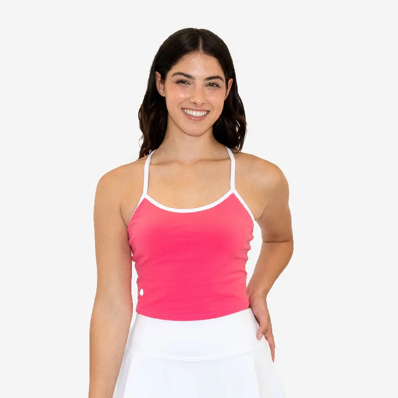 Sports top for takraw play -Sculpt Ava Crop Top - Dragonfruit / White