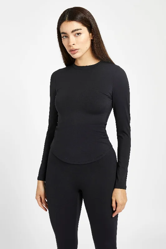 Sports top with wide shape -Base Sculpting Long Sleeve Top - Black