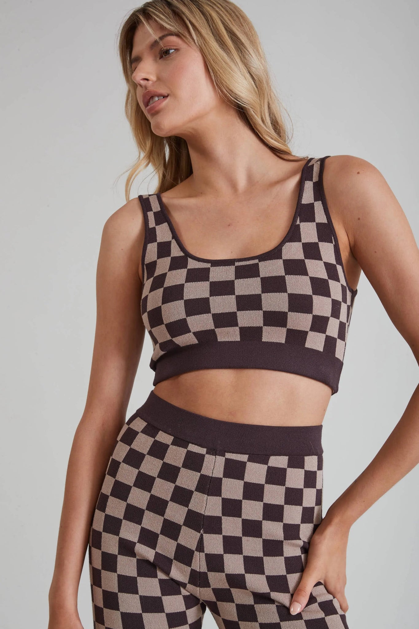 Sports top with bow fit -Check Mate Crop