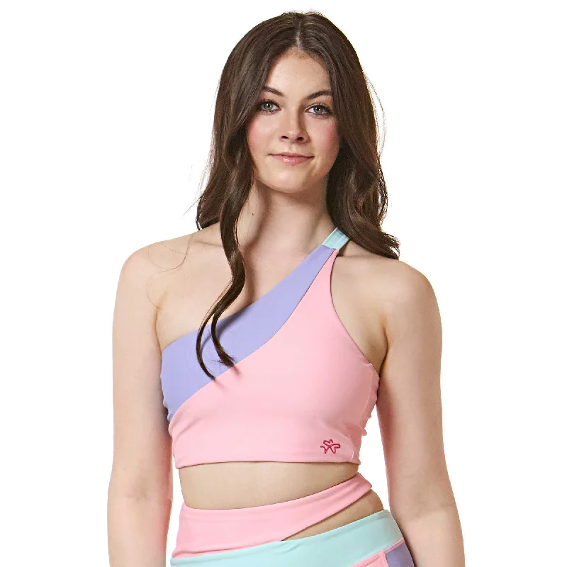 Sports top for track relays -Daydream One Shoulder Crop Top - Pink Serenity