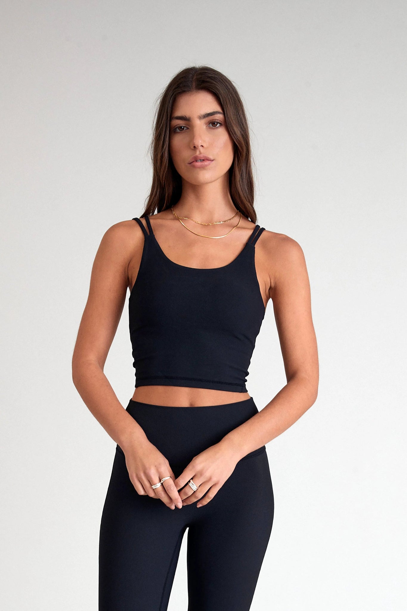 Sports top with wide shape -EcoRib Strappy Crop