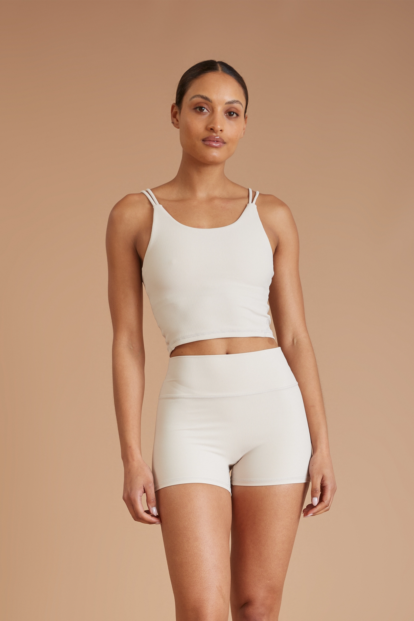 Sports top with snowy trails -EcoRib Strappy Crop