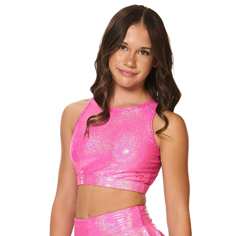 Sports top with sheer profile -Ignite Backless Crop Top - Pink Sapphire