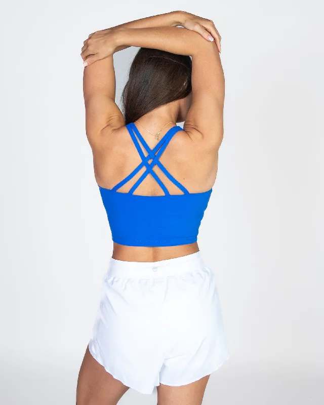 Sports top with vented fit -Lux Performance Crop - Cobalt - FINAL SALE