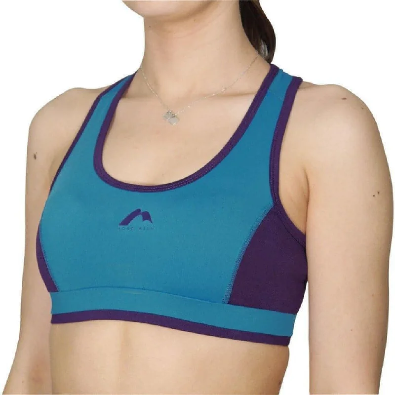 Sports top with netted neck -More Mile Prime Womens Running Crop Top - Blue