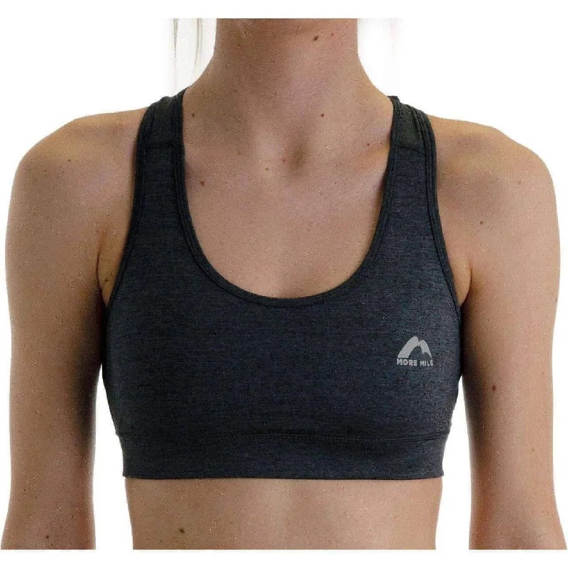 Sports top for racquetball -More Mile Train To Run Womens Running Crop Top - Grey