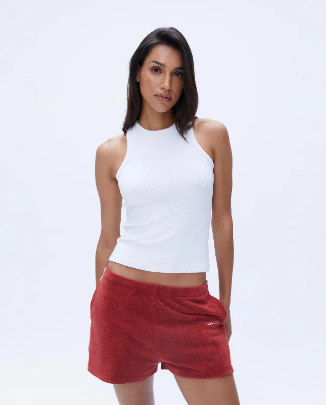 Sports top with cord shape -Rib Racer Vest Top - White/Classic Red