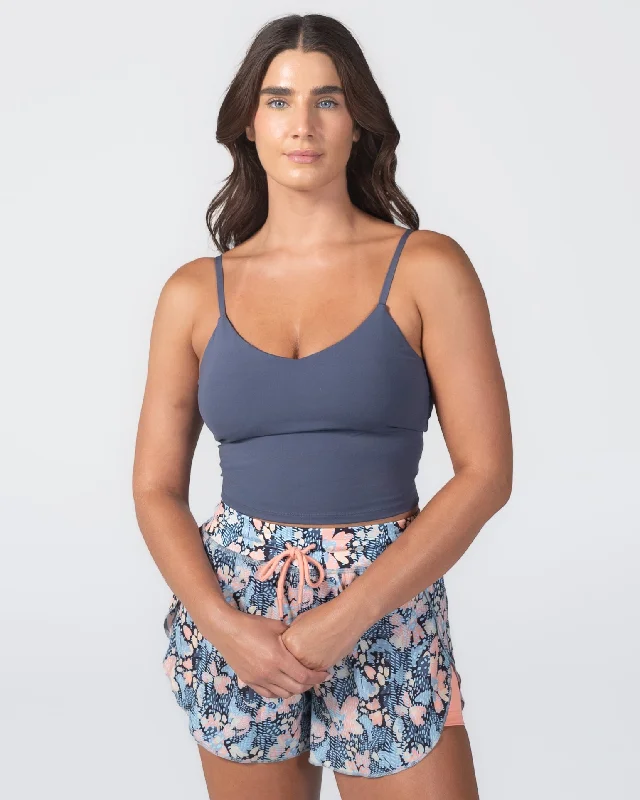 Sports top with tide design -Skin Adjustable Crop Top - Light Navy