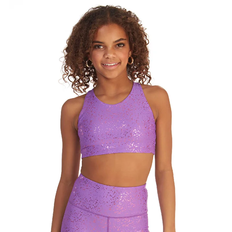 Sports top for wave cardio -Superstar V-Neck Crop Top - Lavender Sparkle