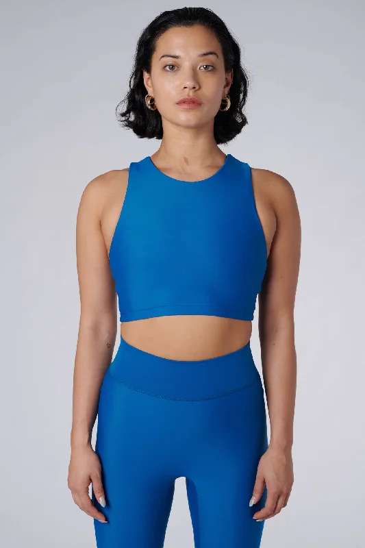 Sports top with airy fit -Tula High Neck Racer Back Crop Top | Recycled Nylon | Aegean