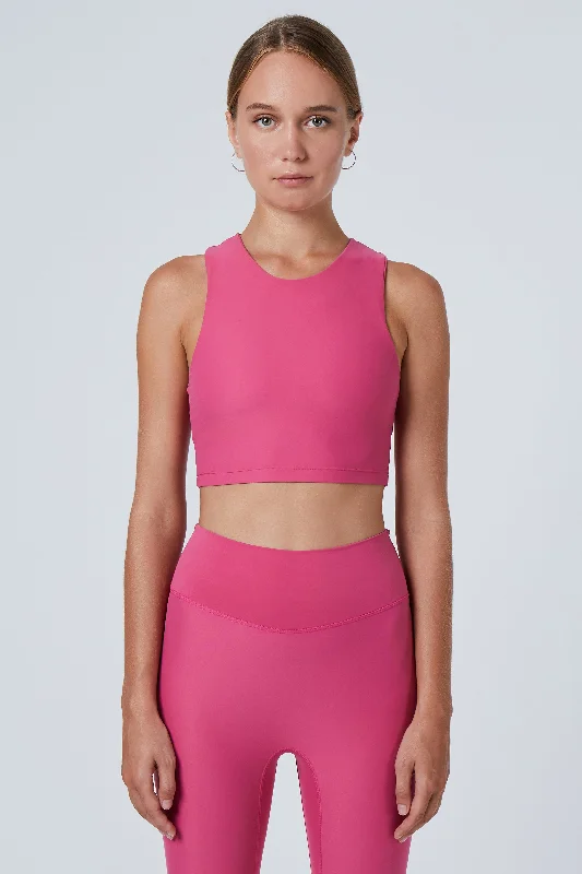 Sports top for surge dashes -Tula High Neck Racer Back Crop Top | Recycled Nylon | Rose