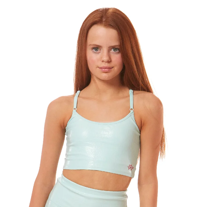 Sports top for flux cardio -Vitality Crop Top - Sky Blue Crocodile