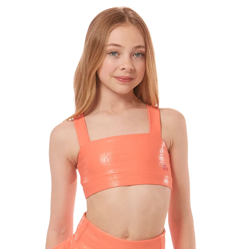 Sports top for rapid sprints -Vitality Bandeau Top - Tangerine Crocodile