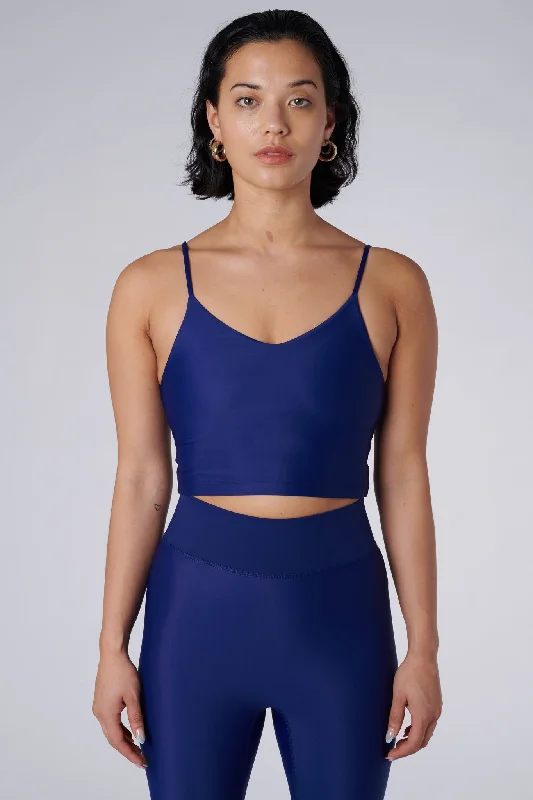 Sports top with sheer fit -Zuli Thin Strap Crop Top | Recycled Nylon | Royal