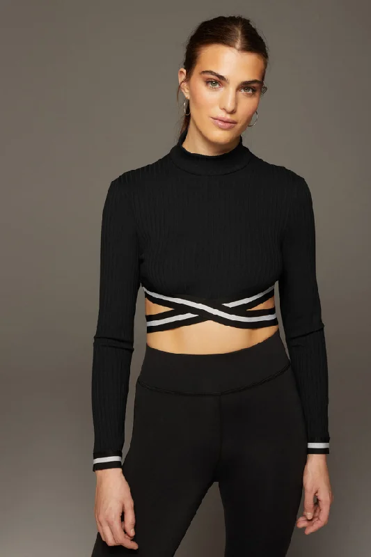 Sports top with pace sprints -Apex Ribbed Long Sleeve Top