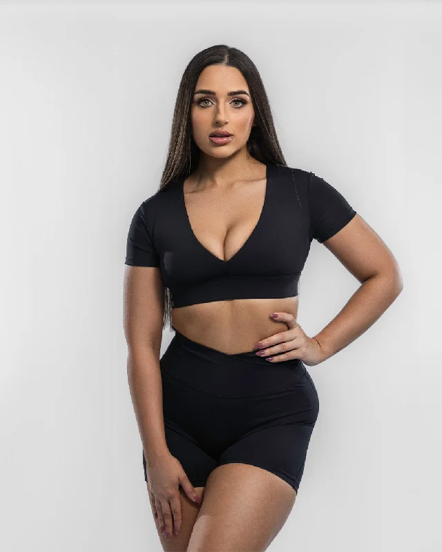 Sports top for rush dashes -Deep V-Neck Crop Top