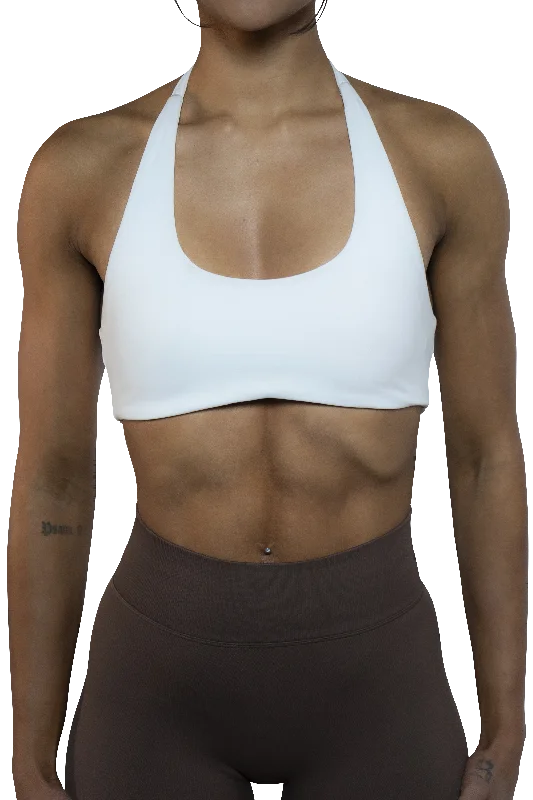 Sports top with vault drills -ELEVATE CROP - WHITE