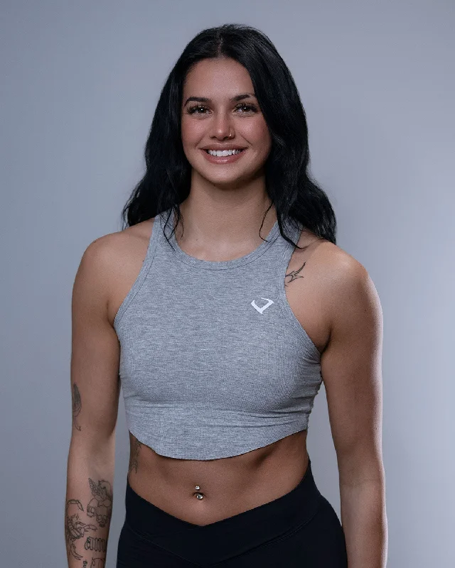 Sports top with pulse pattern -Essential Crop Top - Grey