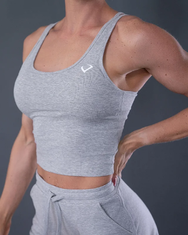 Sports top with arc collar -Loungerie Crop Top Light Grey