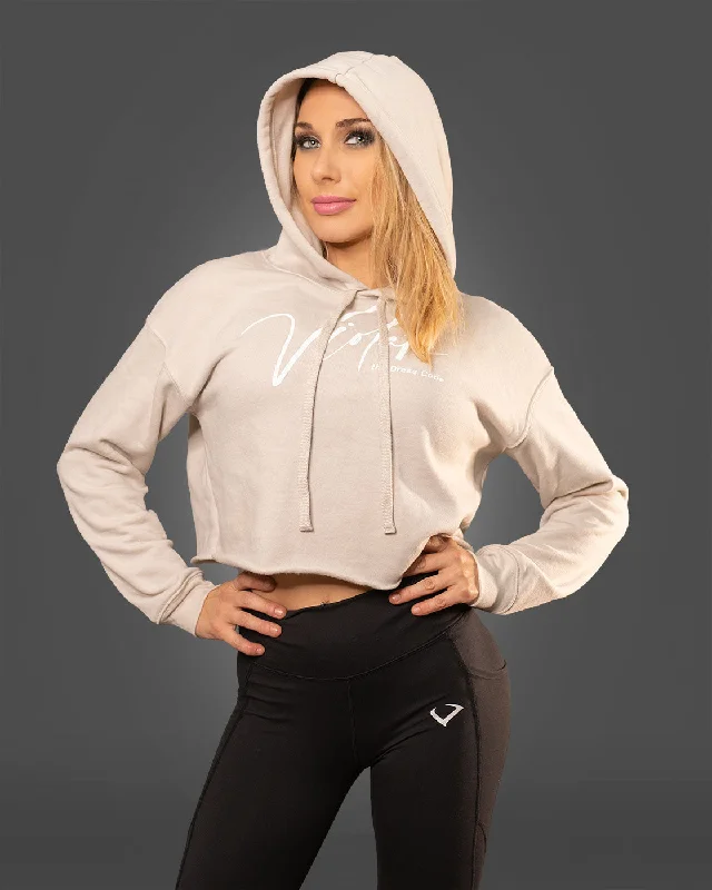 Sports top with open profile -Violate Tan Crop Hoodie