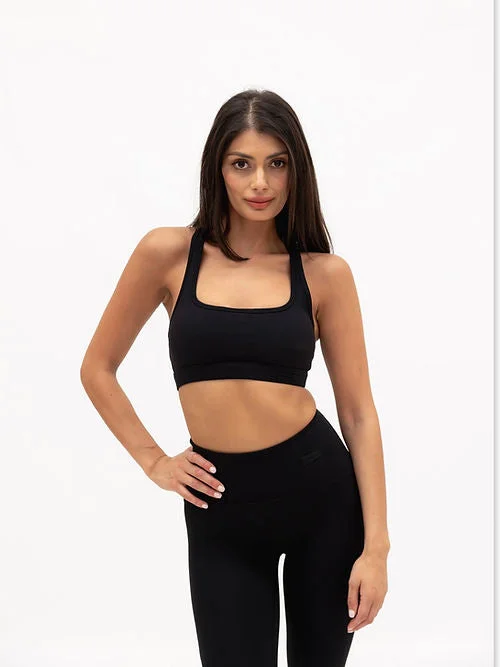 Sports top with firm shape -Kaya Smooth Crop Top - Black